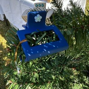 Dark Blue Handmade Flower Claw Clips Polymer Clay Charm Trendy Hair Accessories